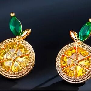 Lemons Gold and Green Earrings